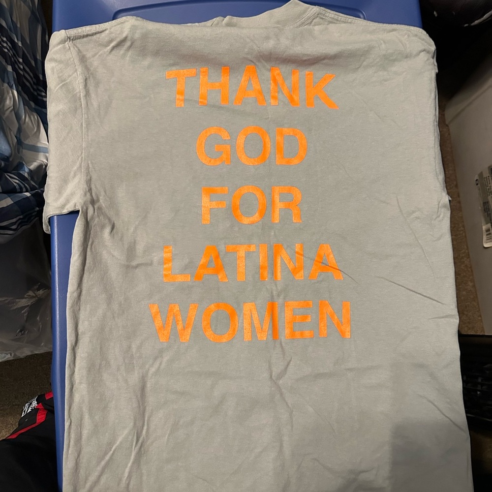 Gray T-Shirt with Orange Print